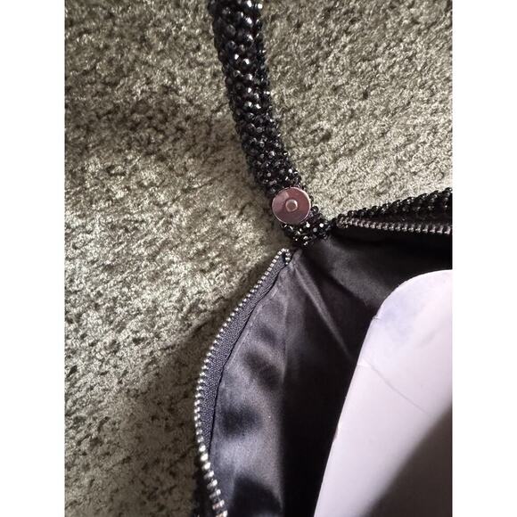 INC Black Beaded Wristlet Doris Mesh Pouch Evening NWOT - Picture 7 of 9